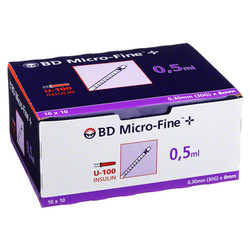BD MICRO-FINE+ Insulinspr.0,5 ml U100 8 mm
